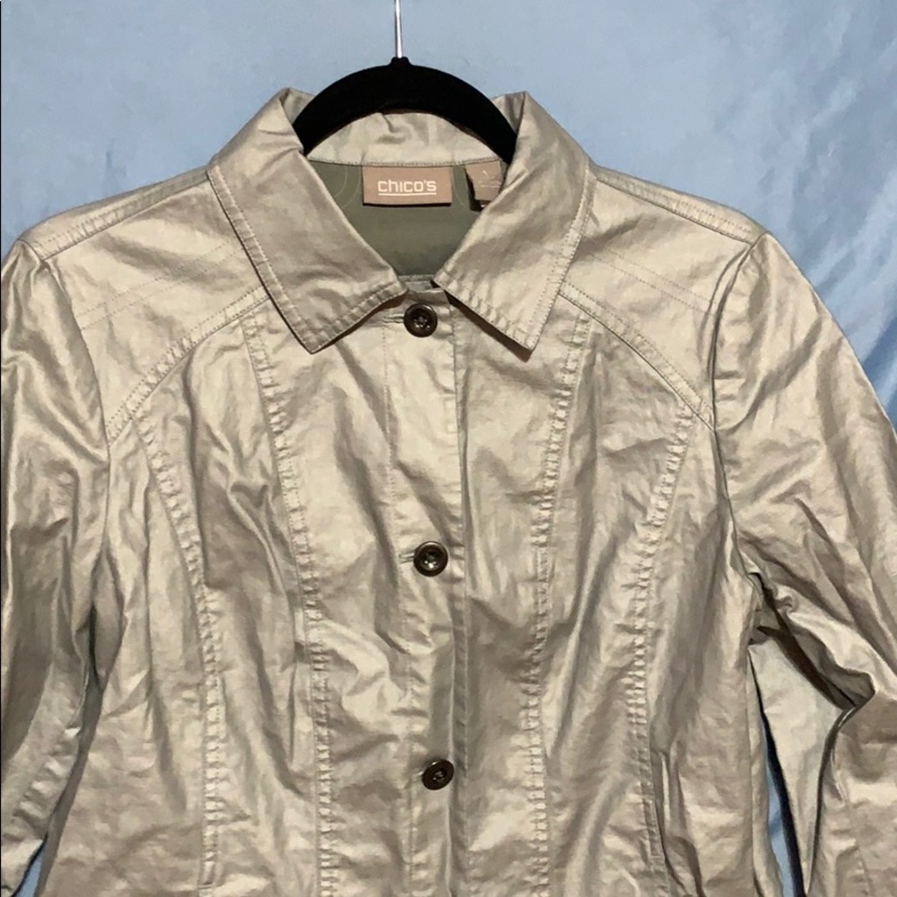 Chico’s Silver Jacket, Size 1 (8) MAKE AN OFFER!!!